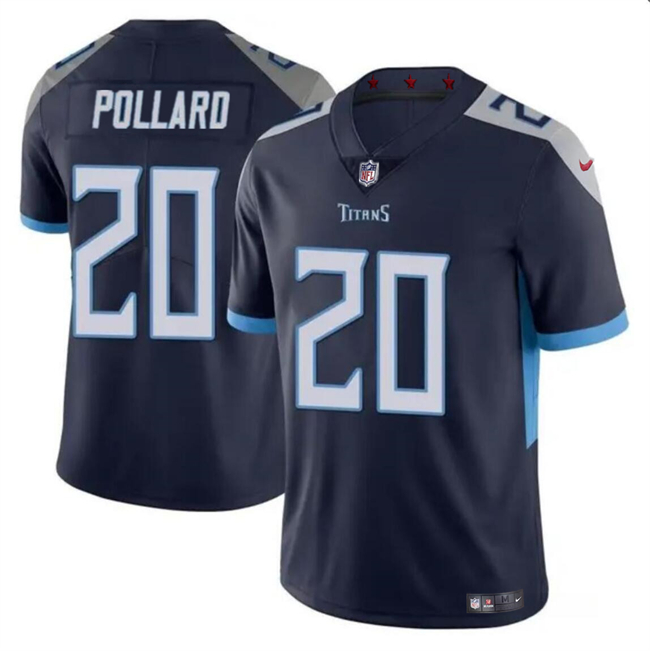 Youth Tennessee Titans #20 Tony Pollard Navy Vapor Limited Football Stitched Jersey